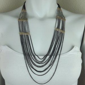 Forever 21 Gold Black and Silver Swoop Necklace